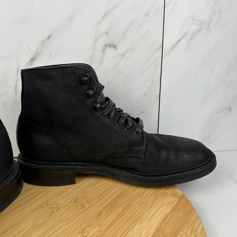 Allen Edmonds Higgins Mill Mens Size 7 D Black Waxed Suede Plain Toe Boots 2653